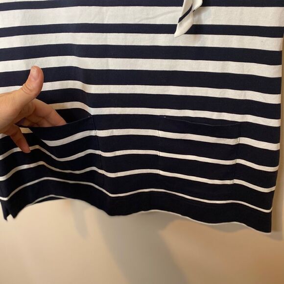 Rena Lange Striped Front Pocket Short Sleeve Top - Picture 4 of 5
